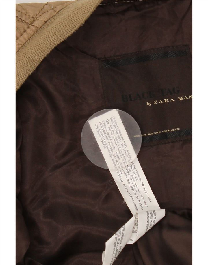 Bomber pentru bărbați Zara UK 38, bumbac mediu, bej
