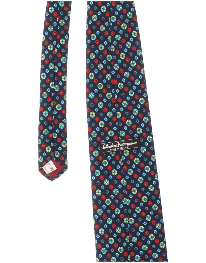 Salvatore Ferragamo Mens Cravata Mărime Unică Bleumarin Geometric Silk Classic