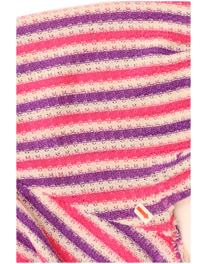 VINTAGE Pulover cu gât de barcă pentru femei UK 14, mare, cu dungi multicolore