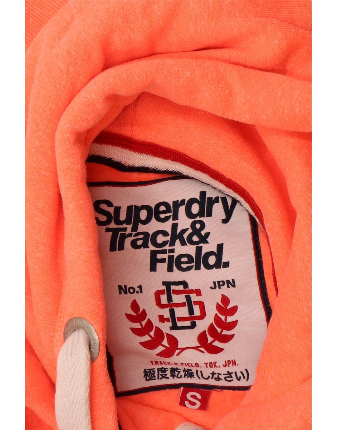 SUPERDRY Pulover cu glugă cu fermoar grafic pentru femei UK 10 Bumbac portocaliu mic