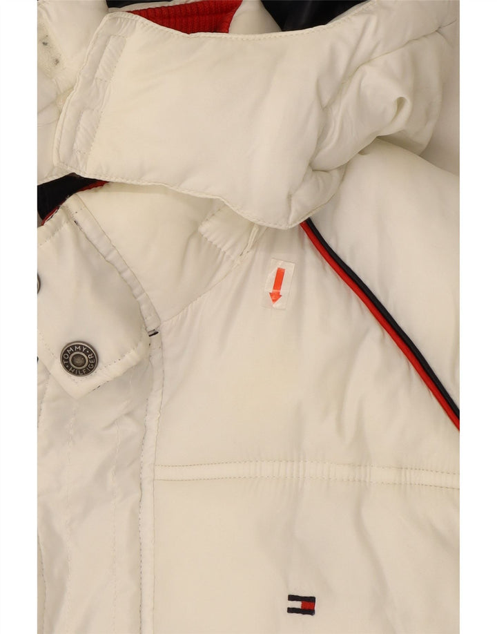 Jachetă căptușită cu grafică Tommy Hilfiger pentru băieți 13-14 ani, alb, color block