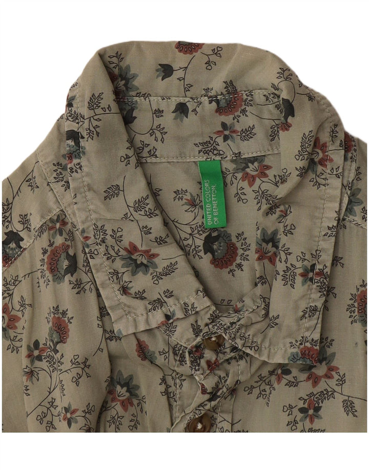 Cămașă Benetton pentru bărbați, gri mediu, florală
