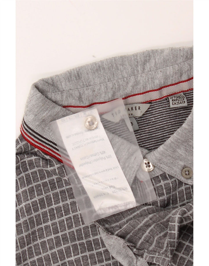 Tricou polo pentru bărbați Ted Baker Mărimea 3 Medium Gri Vichy Poliester