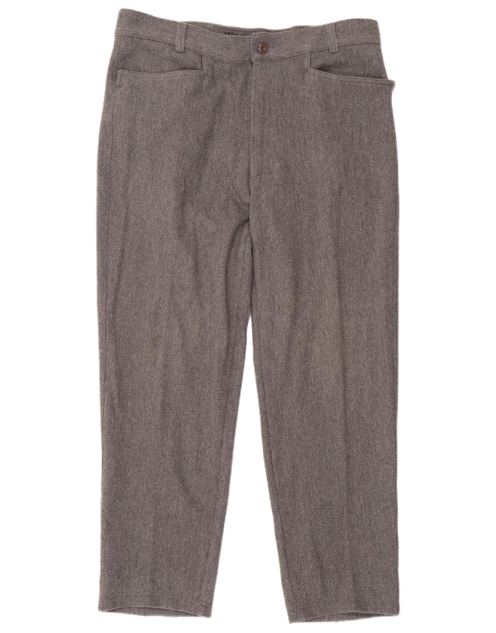 Versace Pantaloni drepti pentru bărbați IT 52 XL W38 L29 Lână gri