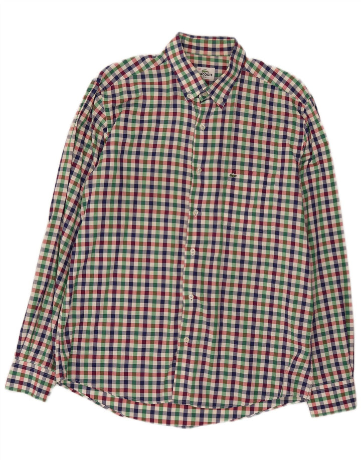 Cămașă pentru bărbați Lacoste Slim Fit din flanel Mărimea 42, mare, multicoloră