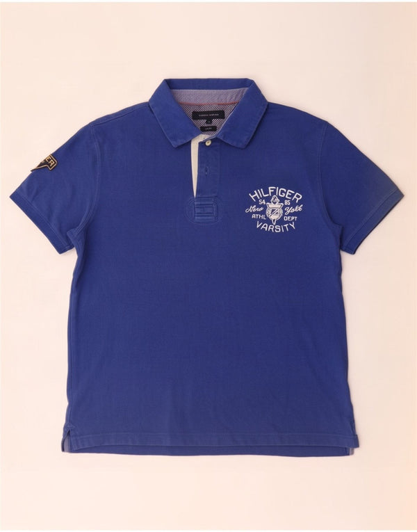 Tricou polo de rugby Tommy Hilfiger pentru bărbați, bumbac, slim, albastru