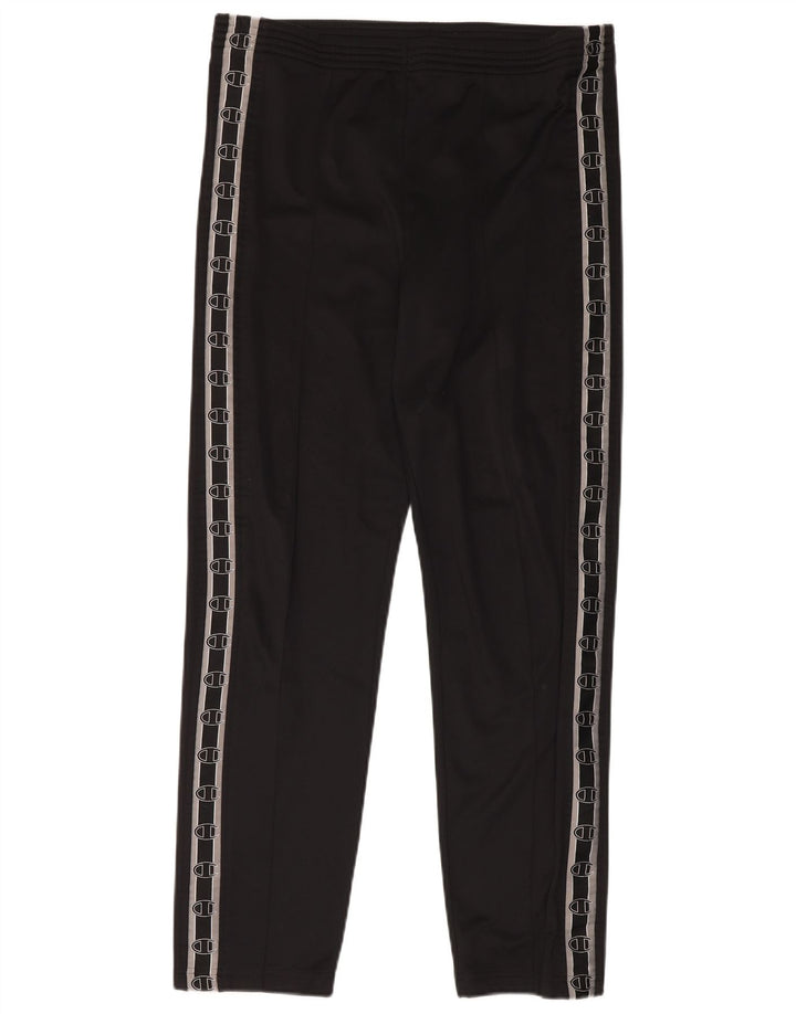 CHAMPION Mens Graphic Tracksuit Trousers Large  Black Polyester