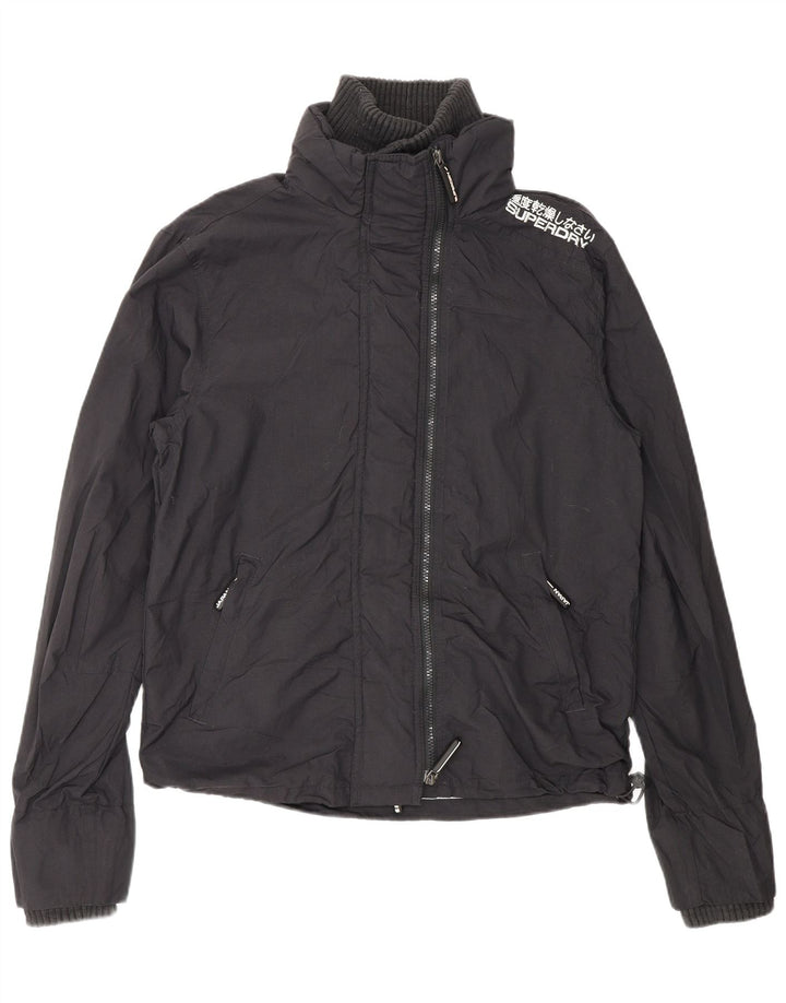 Jachetă de ploaie Superdry Windcheater Graphic pentru femei UK 14 Medium Black Nylon