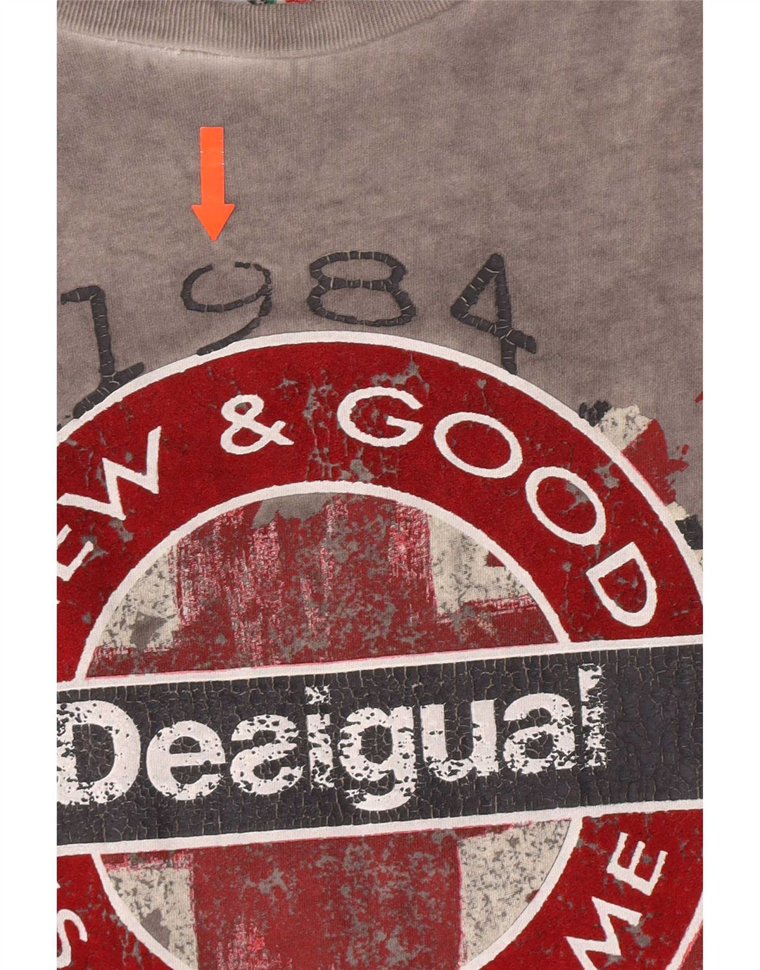 Tricou grafic Desigual pentru bărbați Top din bumbac gri mediu