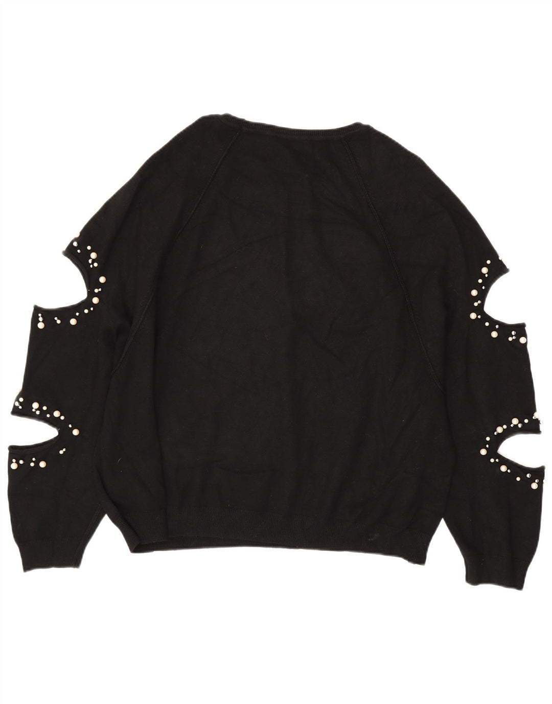 Pulover de damă ZARA cu gât de barcă supradimensionat UK 14 Medium Negru