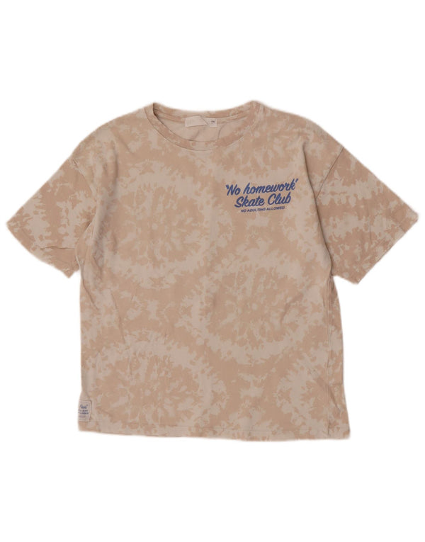 Tricou Grafic Zara Băieți Top 8-9 Ani Bej Tie Dye Bumbac