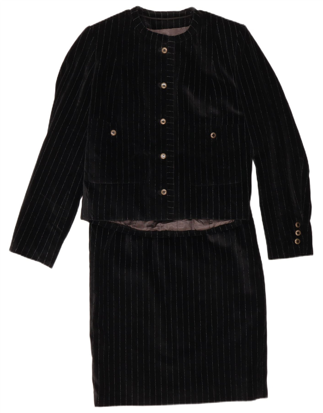 Set de fuste VINTAGE pentru femei, 5 nasturi, 2 piese UK 12 Medium W28 Negru