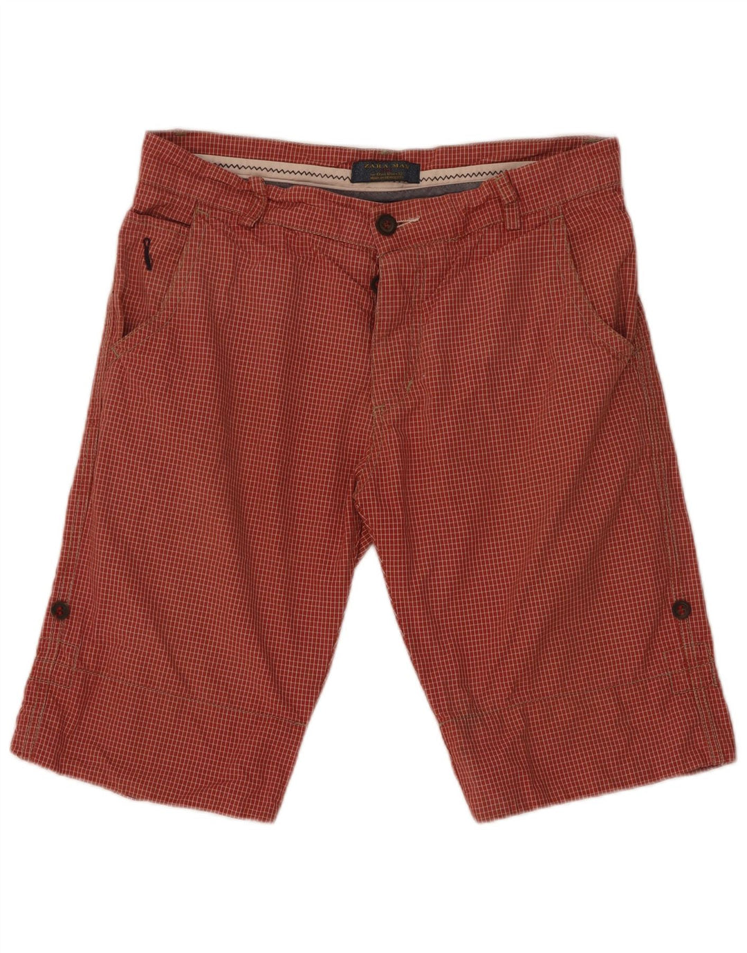Pantaloni scurți chino pentru bărbați Zara EU 42 Large W32 Red Check Bumbac