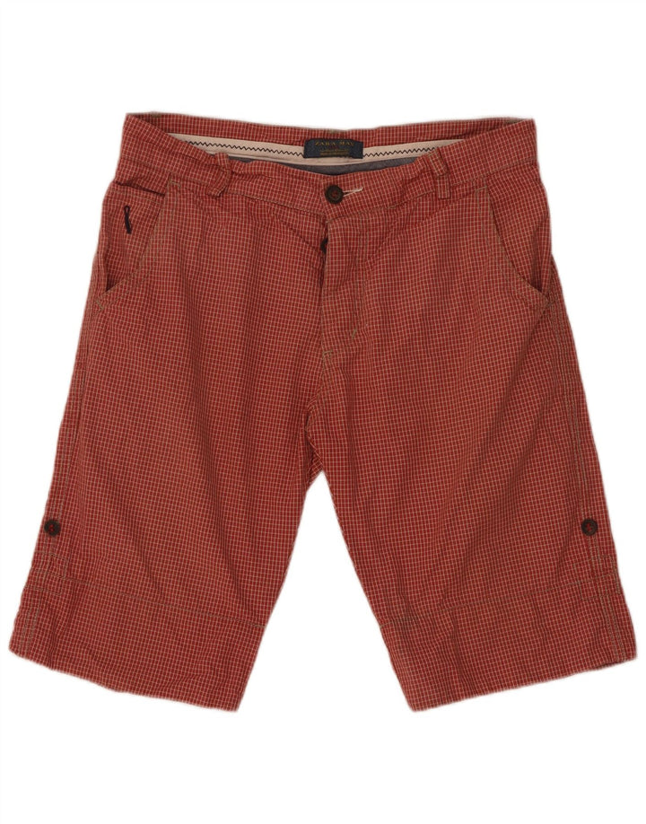 Pantaloni scurți chino pentru bărbați Zara EU 42 Large W32 Red Check Bumbac