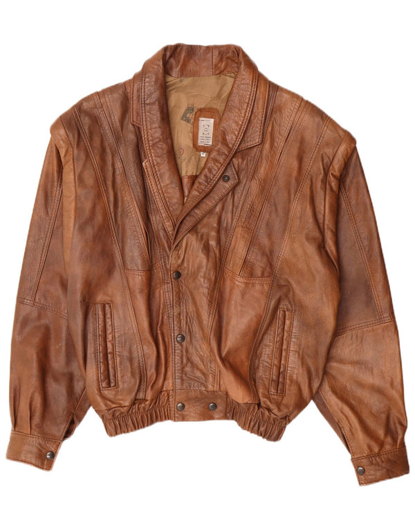 Jachetă de piele vintage pentru bărbați UK 38 din piele maro medie