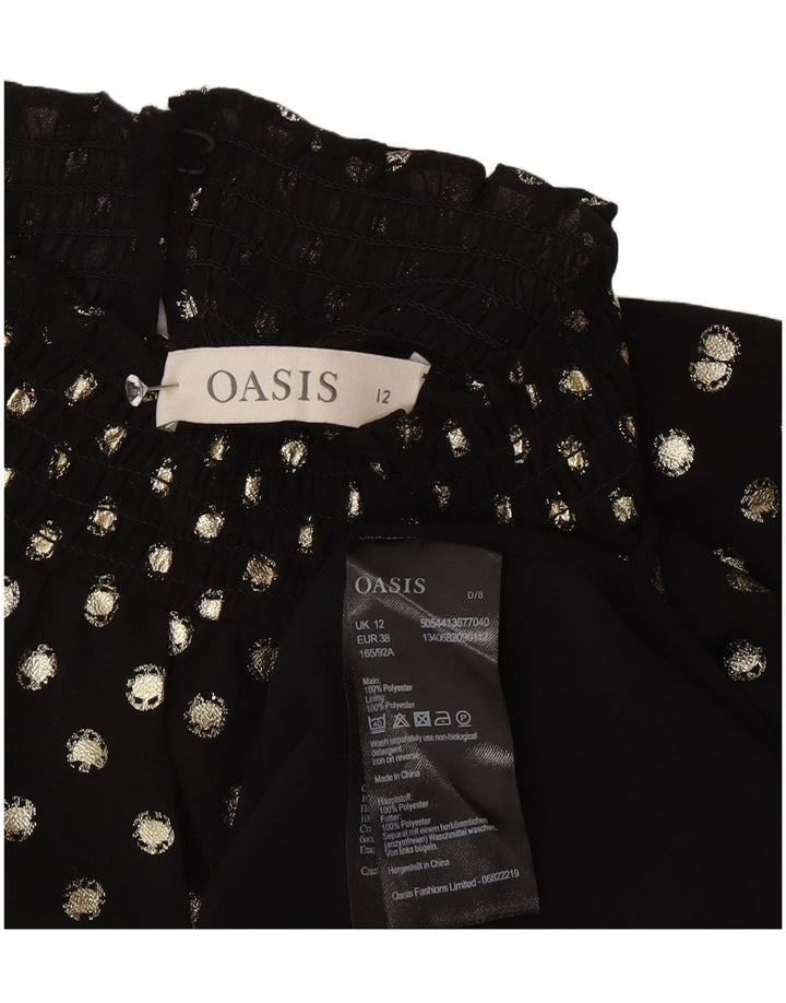 Bluză cu mânecă lungă pentru femei Oasis UK 12 Poliester cu pete negre medii