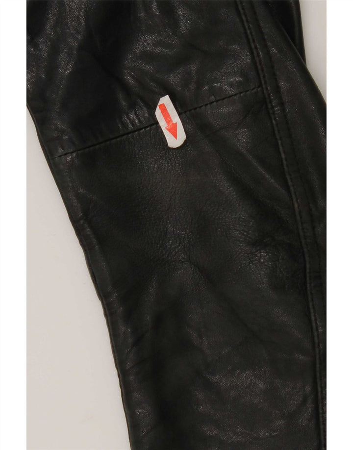 Jachetă de piele pentru motociclist Massimo Dutti pentru femei UK 10 Small Black