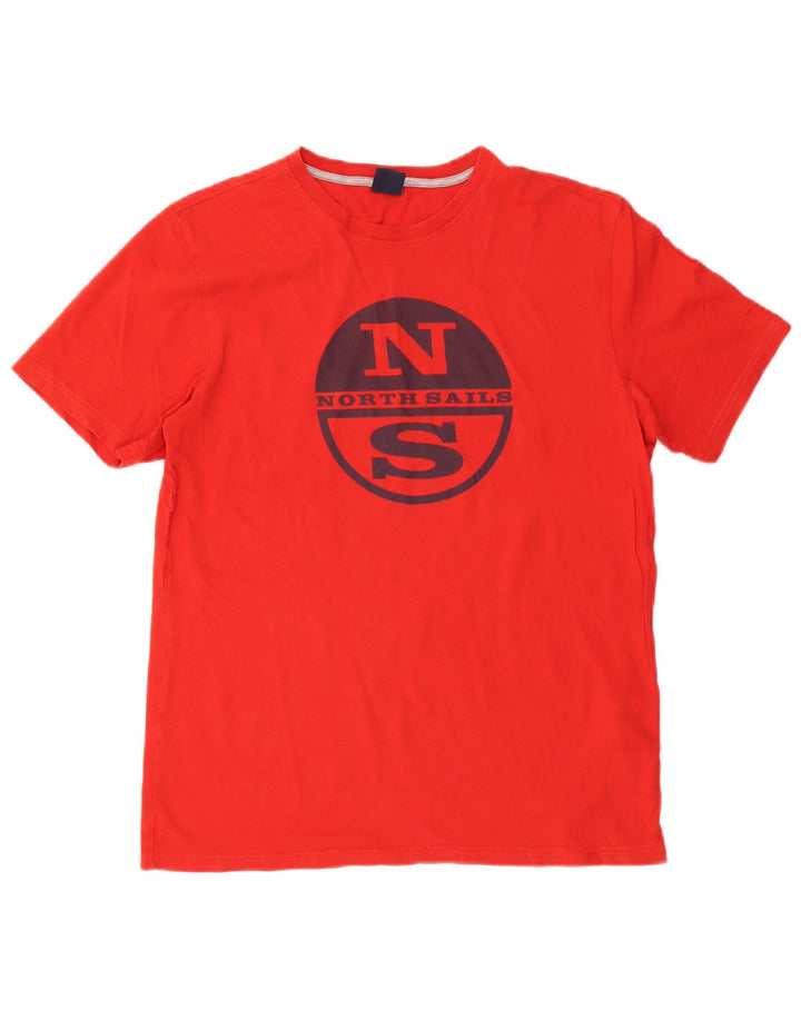 Tricou grafic North Sails pentru bărbați, cu croiala normală, top, bumbac roșu mediu