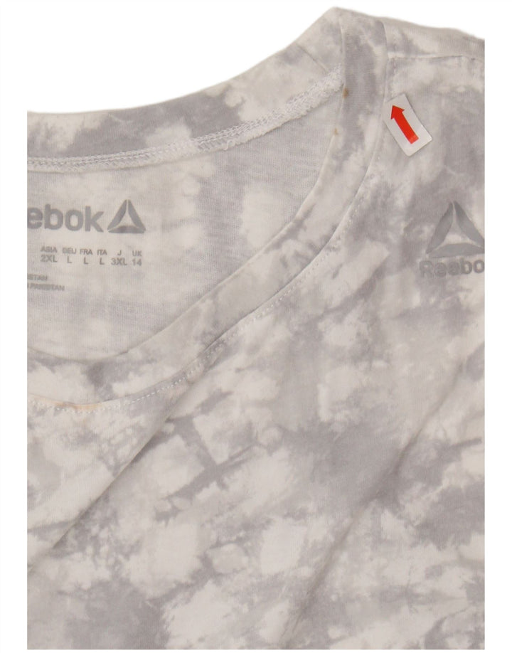 REEBOK Womens Vest Top UK 14 Large Grey Tie Dye
