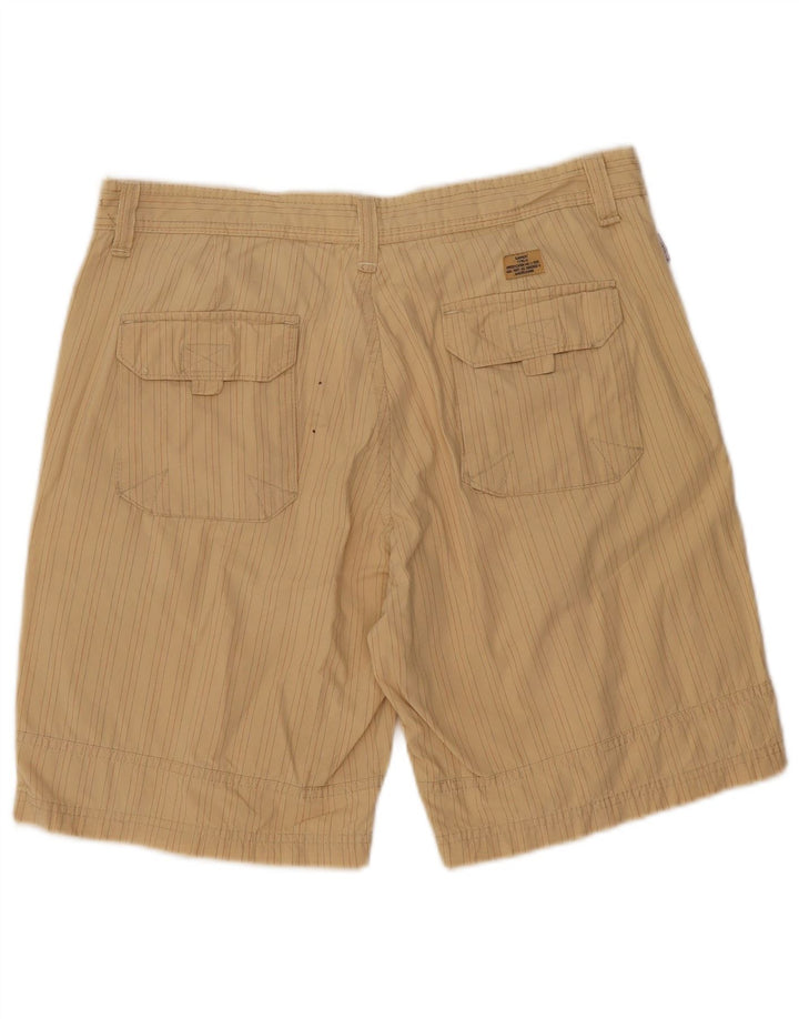 AMERICANINO Mens Cargo Shorts W32 Medium Beige Pinstripe