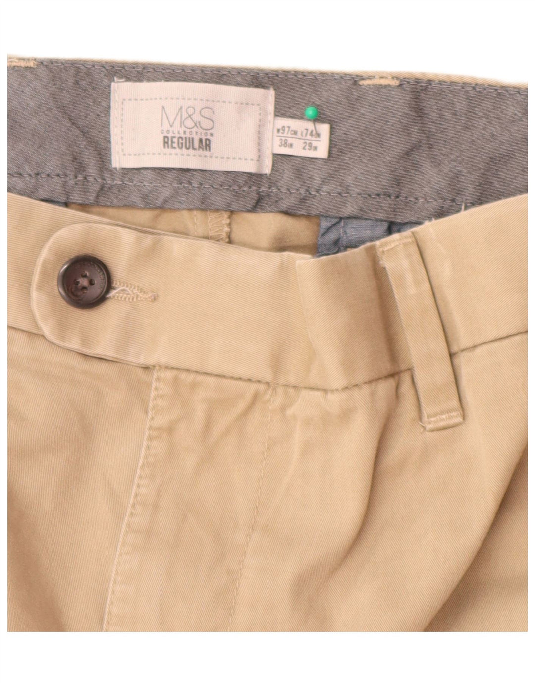 Pantaloni de costum pentru bărbați Marks & Spencer, cu ajustare normală, L38 L29, bumbac bej
