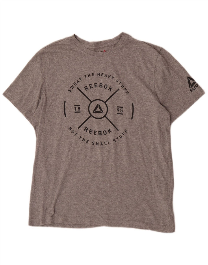 Tricou grafic Reebok pentru bărbați Top mare din bumbac gri