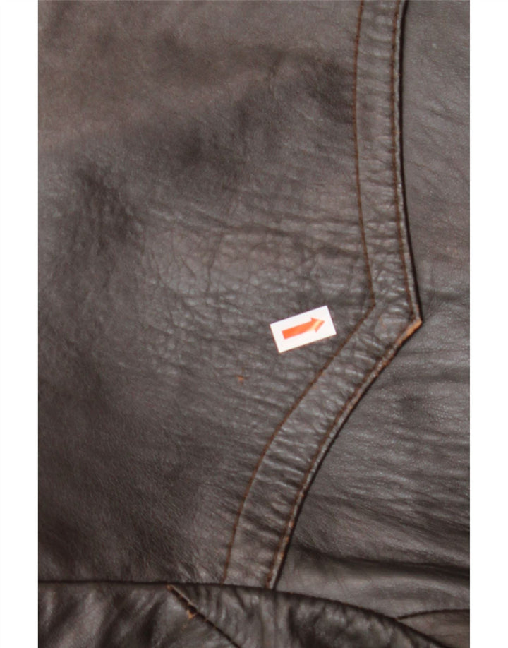 Palton din piele pentru bărbați VINTAGE IT 50 din piele maro mare