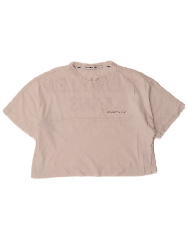 Tricou grafic supradimensionat pentru femei Calvin Klein Jeans Top UK 6 XS Alb
