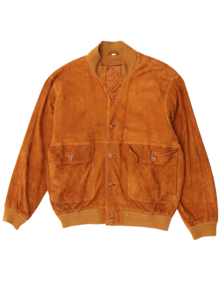 Bomber vintage pentru bărbați de piele intoarsa IT 52 mare din piele bej
