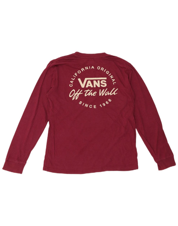 VANS Top grafic pentru femei cu mânecă lungă UK 14 mare bumbac burgundy