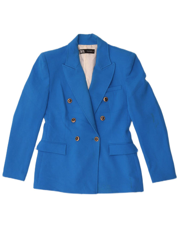 Jachetă Blazer pentru femei la dublu piept Zara UK 14 Medium Blue