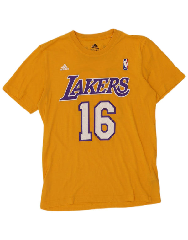 Tricou grafic ADIDAS pentru bărbați Los Angeles Lakers Top din bumbac galben mediu