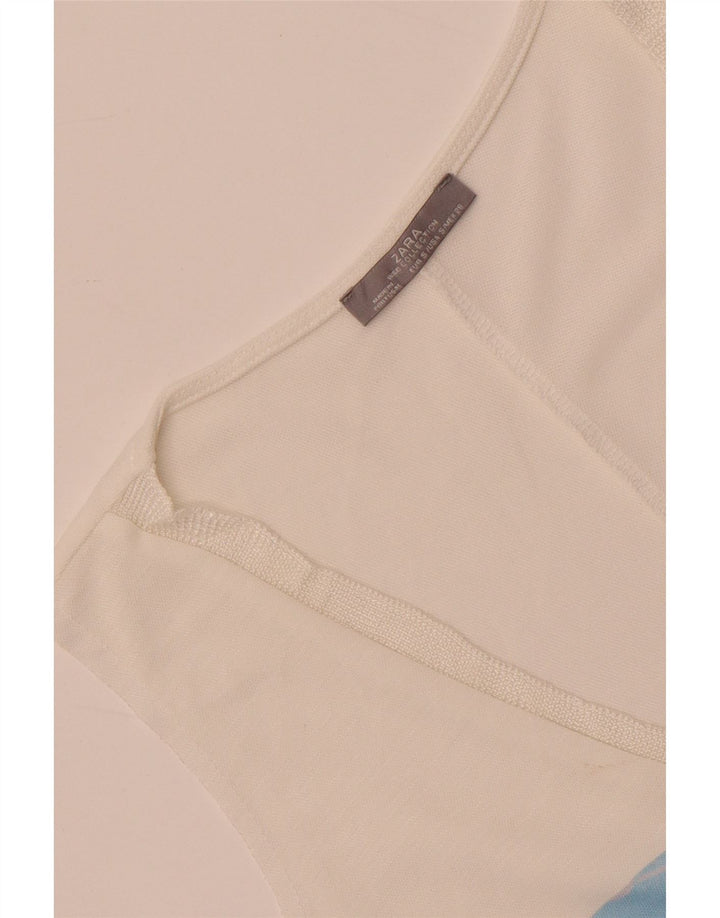 Top cu vestă grafică pentru femei Zara UK 10 Small White Floral