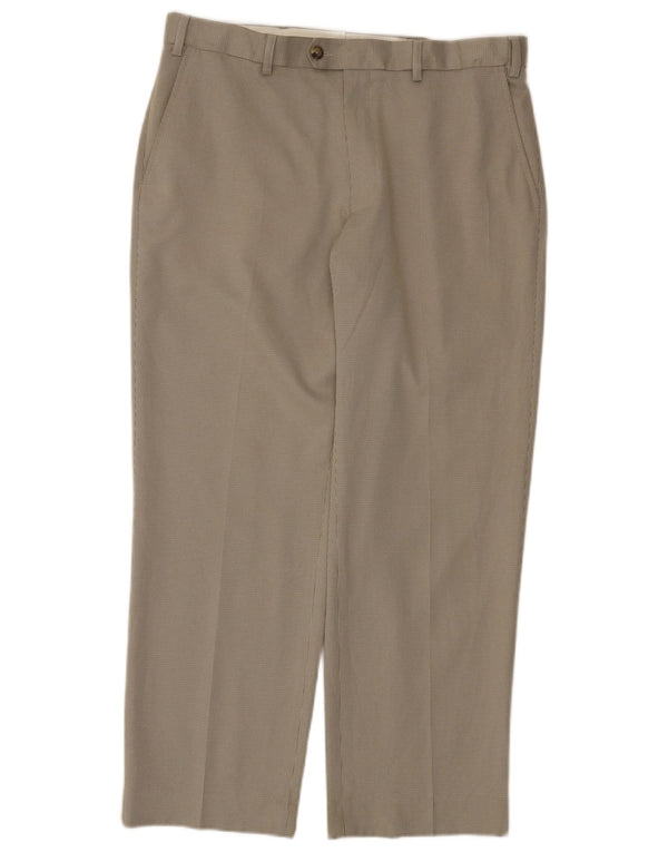 Pantaloni de costum obișnuiți pentru bărbați Marks & Spencer L36 L29 Green Houndstooth