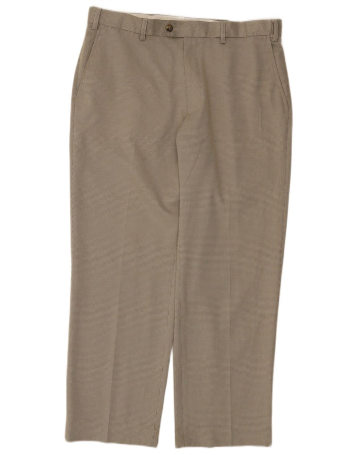 Pantaloni de costum obișnuiți pentru bărbați Marks & Spencer L36 L29 Green Houndstooth