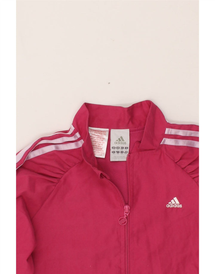 ADIDAS Girls Tracksuit Top Jacket 7-8 Years Pink Polyester Vintage Adidas and Second-Hand Adidas from Messina Hembry 