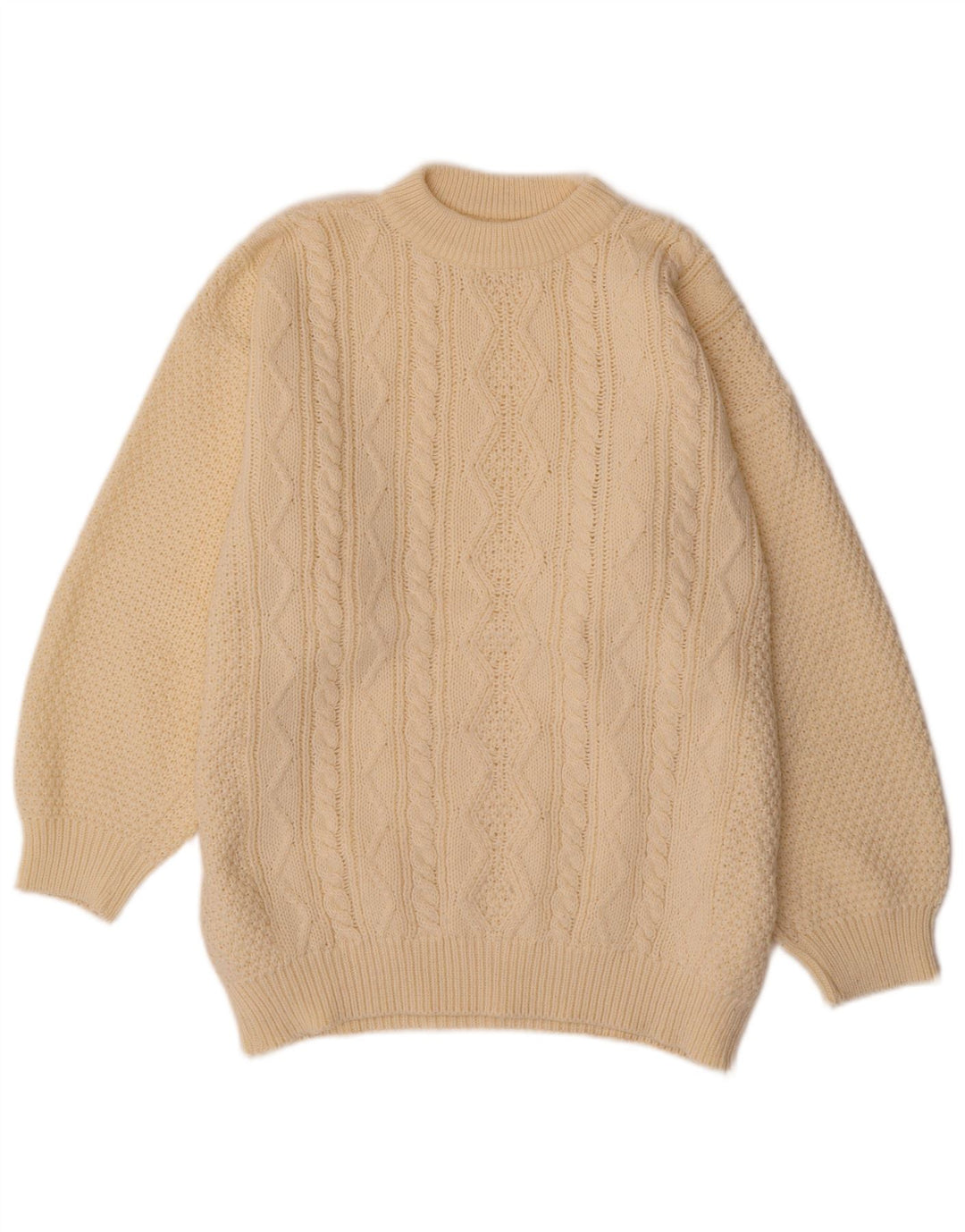 Pulover VINTAGE pentru femei cu decolteu rotund UK 20 2XL poliacrilic alb catifelat