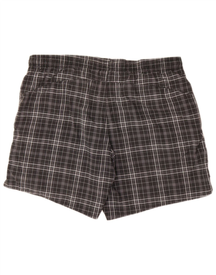 Pantaloni scurți de înot Adidas pentru bărbați, poliester cu carouri, gri mediu