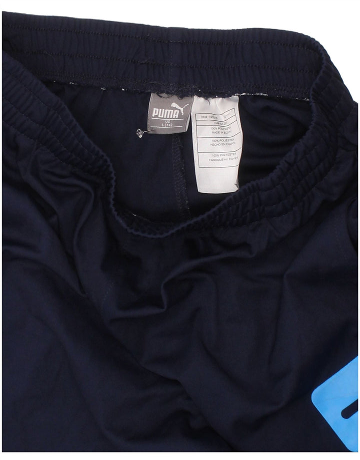 Pantaloni scurți sport grafic Puma pentru băieți 13-14 ani, mari, bleumarin, poliester