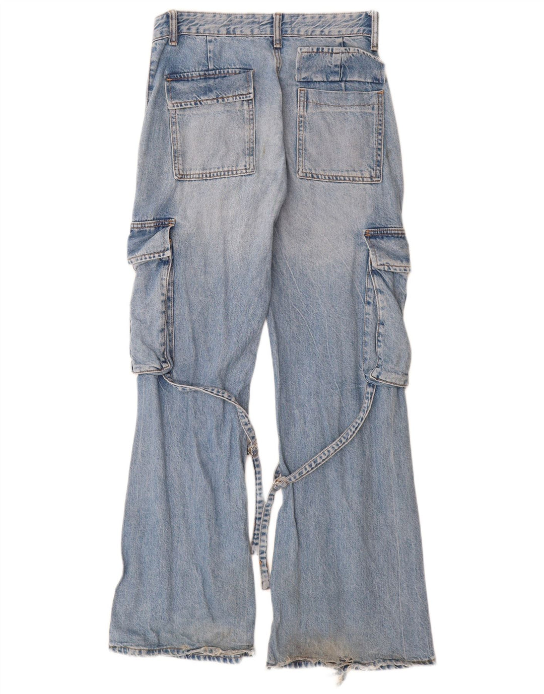 Blugi evazați cargo pentru femei ZARA EU 34 2XS L24 L32 Bumbac albastru