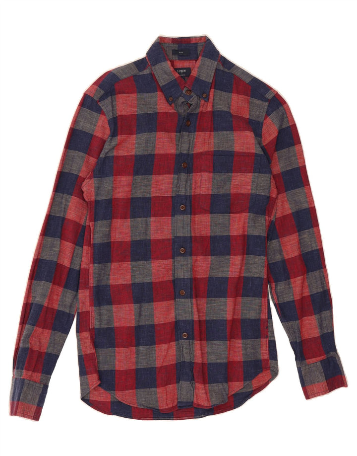 J. CREW Mens Slim Shirt XS Navy Blue Check Cotton Vintage J. Crew and Second-Hand J. Crew from Messina Hembry 