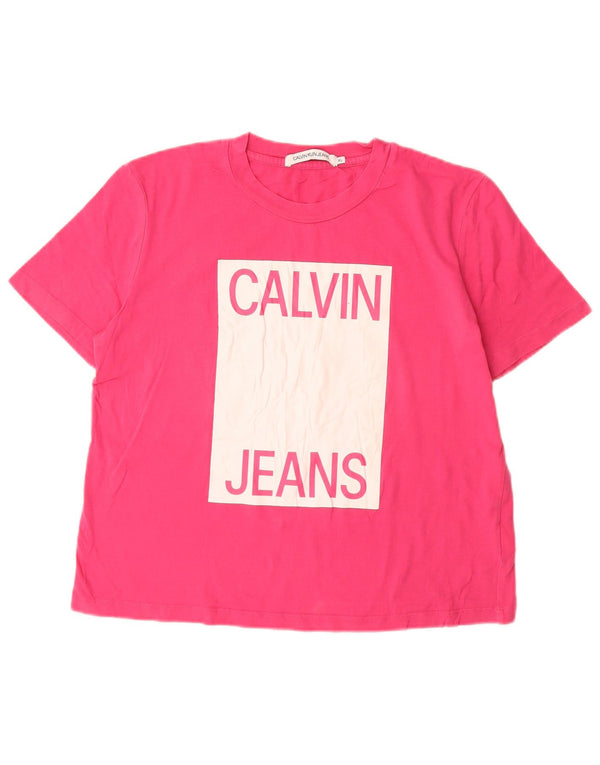 CALVIN KLEIN JEANS Tricou cu grafic pentru femei Top UK 18 XL Bumbac roz