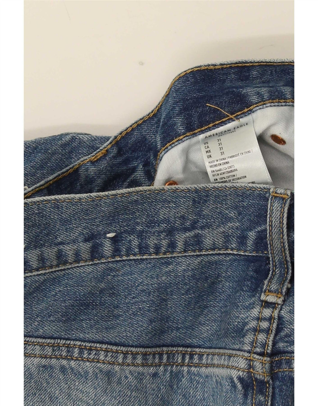 Pantaloni scurți din denim învechit pentru bărbați American Eagle W31, bumbac albastru mediu