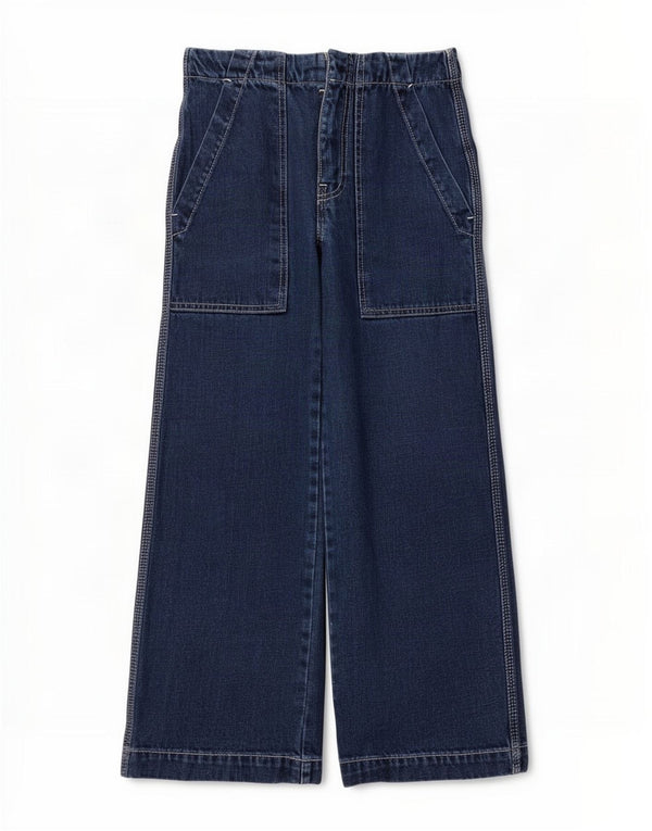 Blugi Topshop pentru femei cu talie înaltă, cu picioare largi, L25 L23, poliester albastru