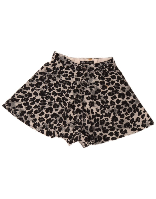 Zara Womens Cullotes Shorts XS W24 Black Animal Print