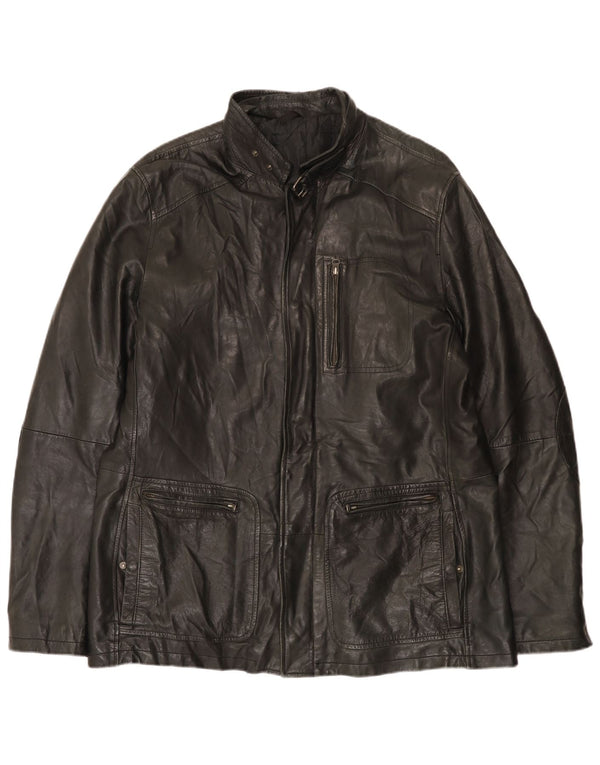 Jachetă de piele vintage pentru bărbați UK 42 XL neagră