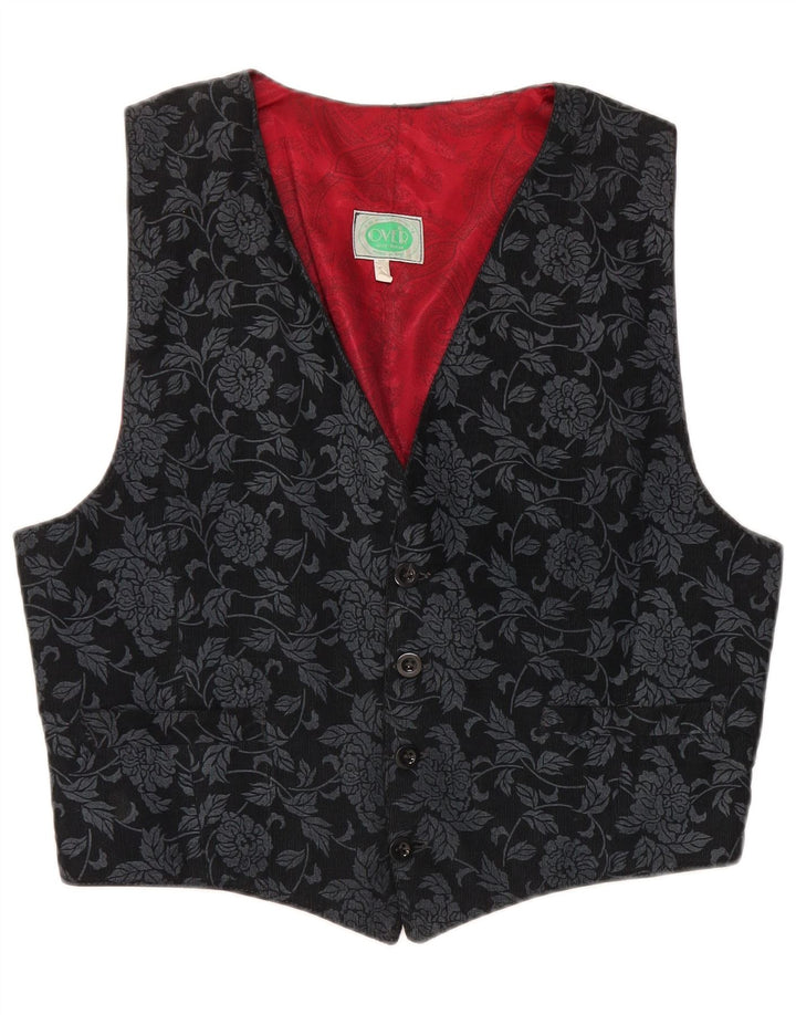 Vestă vintage pentru bărbați, mare, neagră, florală