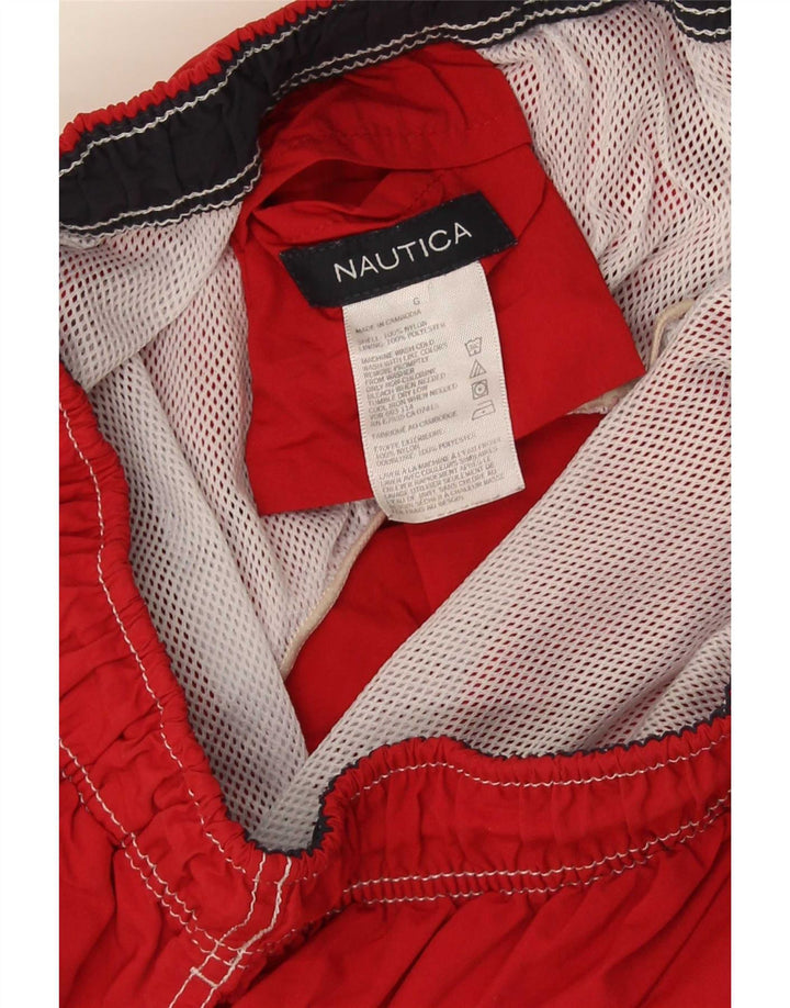 Pantaloni scurți de înot Nautica pentru bărbați, nailon roșu mediu