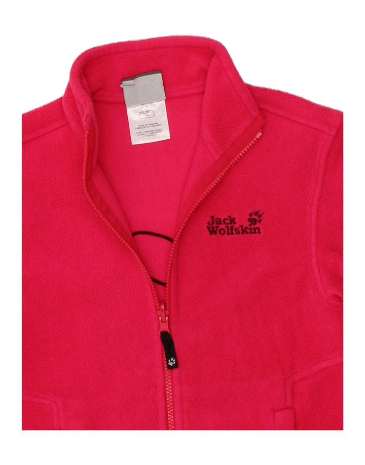 JACK WOLFSKIN Girls Graphic Fleece Jacket 9-10 Years Pink Polyester Vintage Jack Wolfskin and Second-Hand Jack Wolfskin from Messina Hembry 