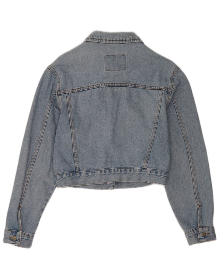 Jachetă de denim crop vintage pentru femei UK 14, bumbac albastru mediu
